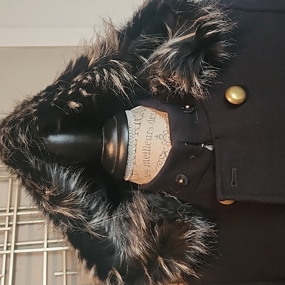 Rachel Zoe Military Style Coat Faux Fur Detail Detachable Hood 6 Like New - Picture 7 of 16